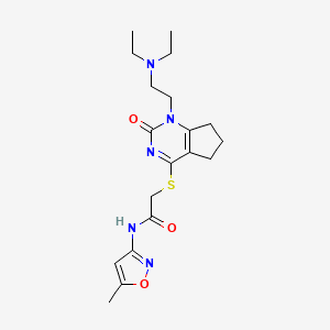 molecular formula C19H27N5O3S B2946740 2-((1-(2-(diethylamino)ethyl)-2-oxo-2,5,6,7-tetrahydro-1H-cyclopenta[d]pyrimidin-4-yl)thio)-N-(5-methylisoxazol-3-yl)acetamide CAS No. 898459-62-6