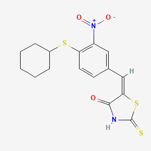 5-[(4-Cyclohexylthio-3-nitrophenyl)methylene]-2-thioxo-1,3-thiazolidin-4-one