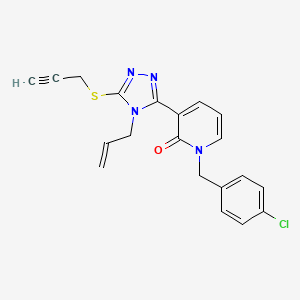 molecular formula C20H17ClN4OS B2946748 3-[4-allyl-5-(2-propynylsulfanyl)-4H-1,2,4-triazol-3-yl]-1-(4-chlorobenzyl)-2(1H)-pyridinone CAS No. 400075-03-8