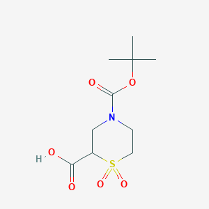 molecular formula C10H17NO6S B2946749 4-[(叔丁氧羰基)]-1,1-二氧代-1lambda^6-硫代吗啉-2-羧酸 CAS No. 2138287-73-5