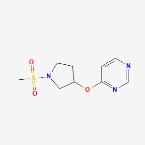 molecular formula C9H13N3O3S B2946759 4-((1-(Methylsulfonyl)pyrrolidin-3-yl)oxy)pyrimidine CAS No. 2034318-10-8