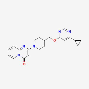 molecular formula C21H23N5O2 B2946765 2-(4-(((6-cyclopropylpyrimidin-4-yl)oxy)methyl)piperidin-1-yl)-4H-pyrido[1,2-a]pyrimidin-4-one CAS No. 2309775-62-8