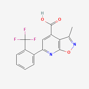 molecular formula C15H9F3N2O3 B2946769 3-Methyl-6-[2-(trifluoromethyl)phenyl]isoxazolo[5,4-b]pyridine-4-carboxylic acid CAS No. 924383-70-0