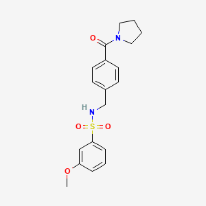 molecular formula C19H22N2O4S B2946772 3-methoxy-N-(4-(pyrrolidine-1-carbonyl)benzyl)benzenesulfonamide CAS No. 690245-60-4