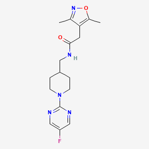 molecular formula C17H22FN5O2 B2946773 2-(3,5-dimethylisoxazol-4-yl)-N-((1-(5-fluoropyrimidin-2-yl)piperidin-4-yl)methyl)acetamide CAS No. 2034229-49-5