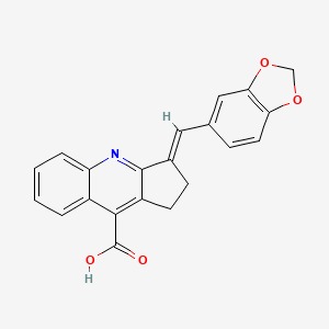 molecular formula C21H15NO4 B2946779 (3E)-3-(1,3-benzodioxol-5-ylmethylidene)-1,2-dihydrocyclopenta[b]quinoline-9-carboxylic acid CAS No. 380574-40-3