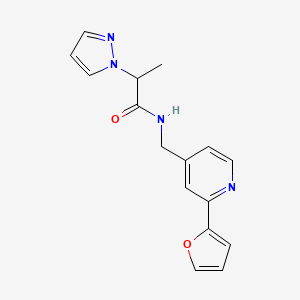 N-((2-(furan-2-yl)pyridin-4-yl)methyl)-2-(1H-pyrazol-1-yl)propanamide