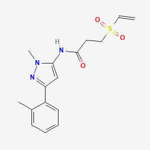 3-Ethenylsulfonyl-N-[2-methyl-5-(2-methylphenyl)pyrazol-3-yl]propanamide