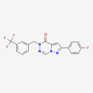molecular formula C19H12F4N4O B2946788 2-(4-fluorophenyl)-5-(3-(trifluoromethyl)benzyl)pyrazolo[1,5-d][1,2,4]triazin-4(5H)-one CAS No. 1326915-36-9