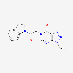 molecular formula C16H16N6O2 B2946791 3-ethyl-6-(2-(indolin-1-yl)-2-oxoethyl)-3H-[1,2,3]triazolo[4,5-d]pyrimidin-7(6H)-one CAS No. 1060182-71-9