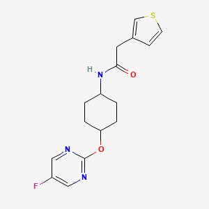 molecular formula C16H18FN3O2S B2946792 N-((1r,4r)-4-((5-fluoropyrimidin-2-yl)oxy)cyclohexyl)-2-(thiophen-3-yl)acetamide CAS No. 2034401-87-9