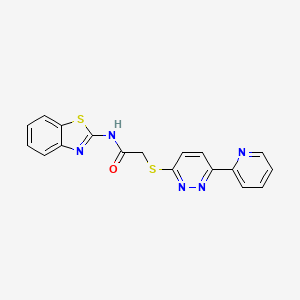 molecular formula C18H13N5OS2 B2946805 N-(benzo[d]thiazol-2-yl)-2-((6-(pyridin-2-yl)pyridazin-3-yl)thio)acetamide CAS No. 894001-85-5