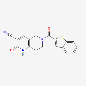 molecular formula C18H13N3O2S B2946820 6-(Benzo[b]thiophene-2-carbonyl)-2-oxo-1,2,5,6,7,8-hexahydro-1,6-naphthyridine-3-carbonitrile CAS No. 2034426-72-5