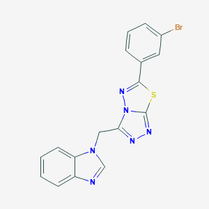 molecular formula C17H11BrN6S B294684 1-{[6-(3-bromophenyl)[1,2,4]triazolo[3,4-b][1,3,4]thiadiazol-3-yl]methyl}-1H-benzimidazole 