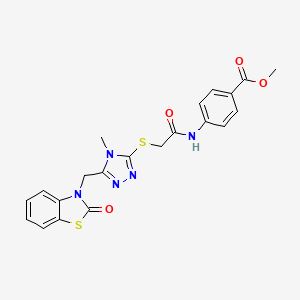 methyl 4-(2-((4-methyl-5-((2-oxobenzo[d]thiazol-3(2H)-yl)methyl)-4H-1,2,4-triazol-3-yl)thio)acetamido)benzoate