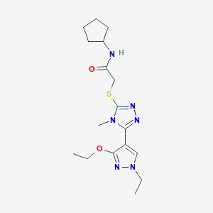 N-cyclopentyl-2-((5-(3-ethoxy-1-ethyl-1H-pyrazol-4-yl)-4-methyl-4H-1,2,4-triazol-3-yl)thio)acetamide