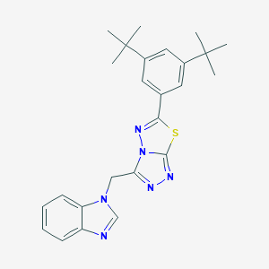molecular formula C25H28N6S B294686 1-{[6-(3,5-di-tert-butylphenyl)[1,2,4]triazolo[3,4-b][1,3,4]thiadiazol-3-yl]methyl}-1H-benzimidazole 