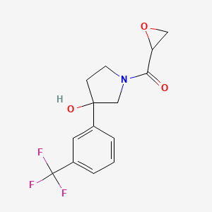 [3-Hydroxy-3-[3-(trifluoromethyl)phenyl]pyrrolidin-1-yl]-(oxiran-2-yl)methanone