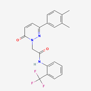 molecular formula C21H18F3N3O2 B2946868 2-[3-(3,4-dimethylphenyl)-6-oxopyridazin-1-yl]-N-[2-(trifluoromethyl)phenyl]acetamide CAS No. 922953-07-9