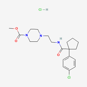 molecular formula C20H29Cl2N3O3 B2946880 1-(4-氯苯基)环戊烷甲酰胺基)乙基)哌嗪-1-甲酸甲酯盐酸盐 CAS No. 1351610-21-3