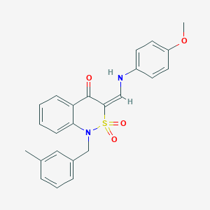 (3E)-3-{[(4-methoxyphenyl)amino]methylene}-1-(3-methylbenzyl)-1H-2,1-benzothiazin-4(3H)-one 2,2-dioxide