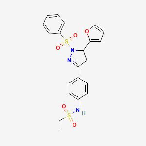 N-(4-(5-(furan-2-yl)-1-(phenylsulfonyl)-4,5-dihydro-1H-pyrazol-3-yl)phenyl)ethanesulfonamide