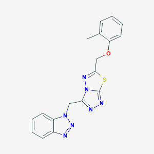 molecular formula C18H15N7OS B294689 1-({6-[(2-methylphenoxy)methyl][1,2,4]triazolo[3,4-b][1,3,4]thiadiazol-3-yl}methyl)-1H-benzotriazole 