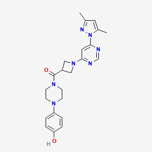 molecular formula C23H27N7O2 B2946890 (1-(6-(3,5-dimethyl-1H-pyrazol-1-yl)pyrimidin-4-yl)azetidin-3-yl)(4-(4-hydroxyphenyl)piperazin-1-yl)methanone CAS No. 2034582-54-0