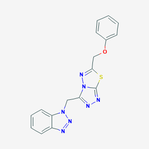 molecular formula C17H13N7OS B294690 3-(Benzotriazol-1-ylmethyl)-6-(phenoxymethyl)-[1,2,4]triazolo[3,4-b][1,3,4]thiadiazole 