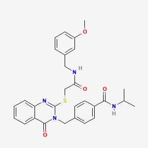 molecular formula C29H30N4O4S B2946907 N-isopropyl-4-((2-((2-((3-methoxybenzyl)amino)-2-oxoethyl)thio)-4-oxoquinazolin-3(4H)-yl)methyl)benzamide CAS No. 1115433-48-1