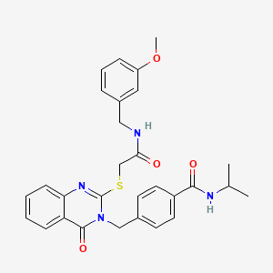 4-({2-[({[(3-methoxyphenyl)methyl]carbamoyl}methyl)sulfanyl]-4-oxo-3,4-dihydroquinazolin-3-yl}methyl)-N-(propan-2-yl)benzamide