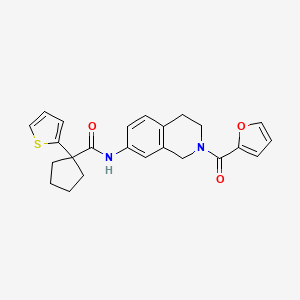 molecular formula C24H24N2O3S B2946908 N-(2-(呋喃-2-羰基)-1,2,3,4-四氢异喹啉-7-基)-1-(噻吩-2-基)环戊烷甲酰胺 CAS No. 1207023-31-1