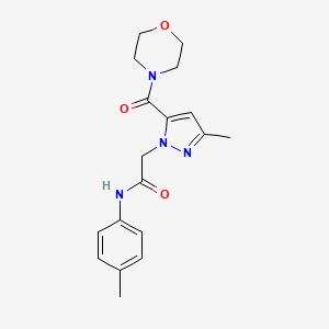 2-(3-methyl-5-(morpholine-4-carbonyl)-1H-pyrazol-1-yl)-N-(p-tolyl)acetamide