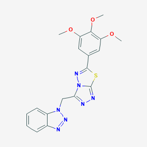 molecular formula C19H17N7O3S B294693 1-{[6-(3,4,5-trimethoxyphenyl)[1,2,4]triazolo[3,4-b][1,3,4]thiadiazol-3-yl]methyl}-1H-1,2,3-benzotriazole 