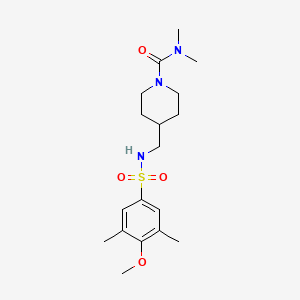 molecular formula C18H29N3O4S B2946934 4-((4-methoxy-3,5-dimethylphenylsulfonamido)methyl)-N,N-dimethylpiperidine-1-carboxamide CAS No. 2034460-18-7