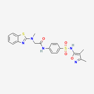 molecular formula C21H21N5O4S2 B2946936 2-(苯并[d]噻唑-2-基(甲基)氨基)-N-(4-(N-(3,4-二甲基异噁唑-5-基)磺酰基)苯基)乙酰胺 CAS No. 1351589-23-5