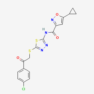 N-(5-((2-(4-chlorophenyl)-2-oxoethyl)thio)-1,3,4-thiadiazol-2-yl)-5-cyclopropylisoxazole-3-carboxamide