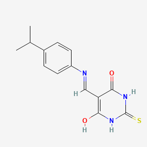 molecular formula C14H15N3O2S B2946955 5-(((4-isopropylphenyl)amino)methylene)-2-thioxodihydropyrimidine-4,6(1H,5H)-dione CAS No. 1021228-58-9