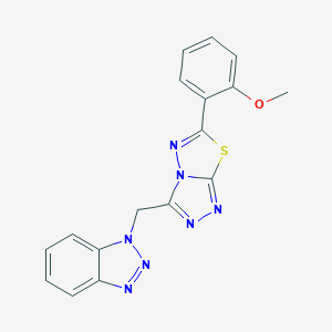 molecular formula C17H13N7OS B294696 1-{[6-(2-methoxyphenyl)[1,2,4]triazolo[3,4-b][1,3,4]thiadiazol-3-yl]methyl}-1H-benzotriazole 