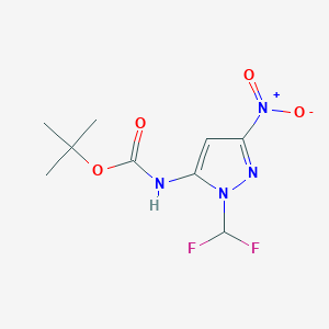 molecular formula C9H12F2N4O4 B2946960 Tert-butyl N-[2-(difluoromethyl)-5-nitropyrazol-3-yl]carbamate CAS No. 2226181-82-2