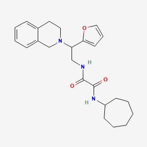 molecular formula C24H31N3O3 B2946967 N1-cycloheptyl-N2-(2-(3,4-dihydroisoquinolin-2(1H)-yl)-2-(furan-2-yl)ethyl)oxalamide CAS No. 903288-49-3