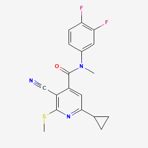 molecular formula C18H15F2N3OS B2946971 3-cyano-6-cyclopropyl-N-(3,4-difluorophenyl)-N-methyl-2-(methylsulfanyl)pyridine-4-carboxamide CAS No. 1424505-67-8