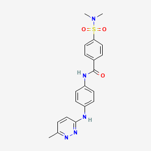 molecular formula C20H21N5O3S B2946973 4-(N,N-dimethylsulfamoyl)-N-(4-((6-methylpyridazin-3-yl)amino)phenyl)benzamide CAS No. 1206997-80-9