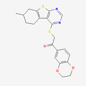 1-(2,3-Dihydro-1,4-benzodioxin-6-yl)-2-[(7-methyl-5,6,7,8-tetrahydro-[1]benzothiolo[2,3-d]pyrimidin-4-yl)sulfanyl]ethanone