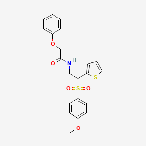 molecular formula C21H21NO5S2 B2946982 N-[2-[(4-methoxyphenyl)sulfonyl]-2-(2-thienyl)ethyl]-2-phenoxyacetamide CAS No. 946297-47-8