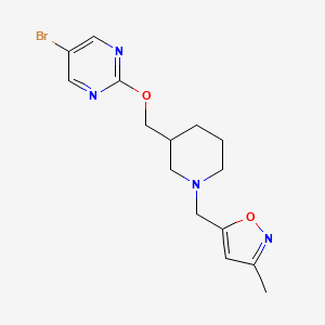 molecular formula C15H19BrN4O2 B2946988 5-Bromo-2-({1-[(3-methyl-1,2-oxazol-5-yl)methyl]piperidin-3-yl}methoxy)pyrimidine CAS No. 2380010-33-1