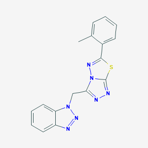 molecular formula C17H13N7S B294699 1-{[6-(2-methylphenyl)[1,2,4]triazolo[3,4-b][1,3,4]thiadiazol-3-yl]methyl}-1H-1,2,3-benzotriazole 