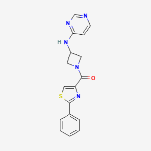 molecular formula C17H15N5OS B2946993 N-[1-(2-phenyl-1,3-thiazole-4-carbonyl)azetidin-3-yl]pyrimidin-4-amine CAS No. 2097925-45-4