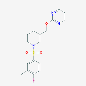 2-[[1-(4-Fluoro-3-methylphenyl)sulfonylpiperidin-3-yl]methoxy]pyrimidine