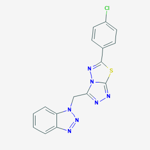 molecular formula C16H10ClN7S B294700 1-{[6-(4-chlorophenyl)[1,2,4]triazolo[3,4-b][1,3,4]thiadiazol-3-yl]methyl}-1H-1,2,3-benzotriazole 